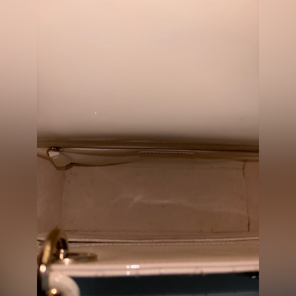 Authentic Christian Lady Dior White Handbag with Christian Dior blue Twilly - Picture 10 of 10
